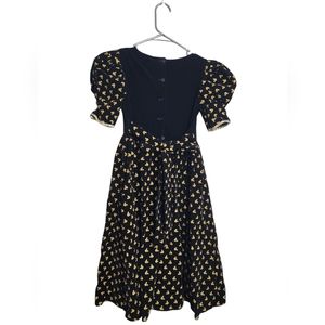 Vtg Disney Micky Mouse Gold Black Baby Doll Dress Size 10 Made In USA